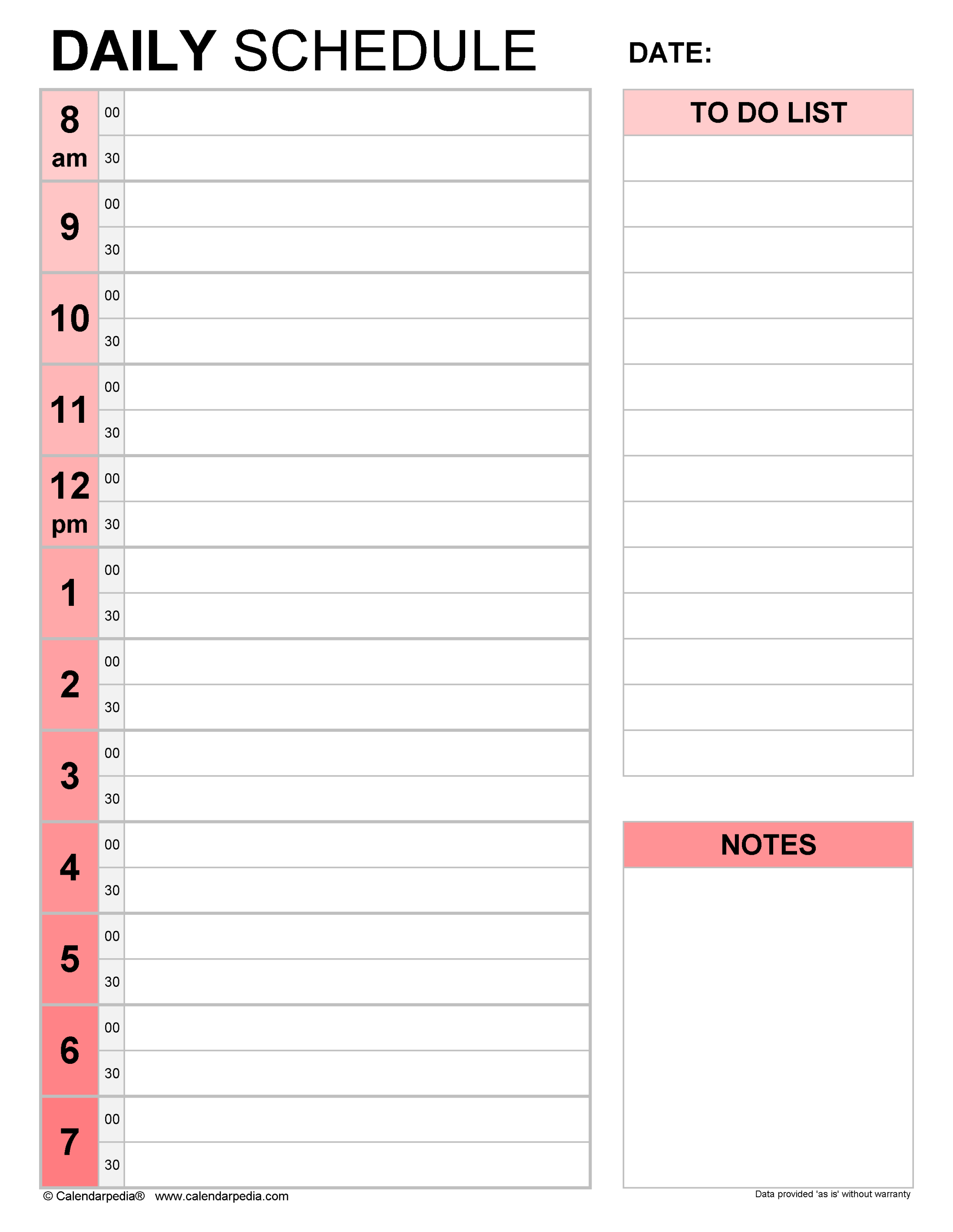 Free Daily Schedules in PDF Format - + Templates Free Daily Schedules in PDF Format - + Templates