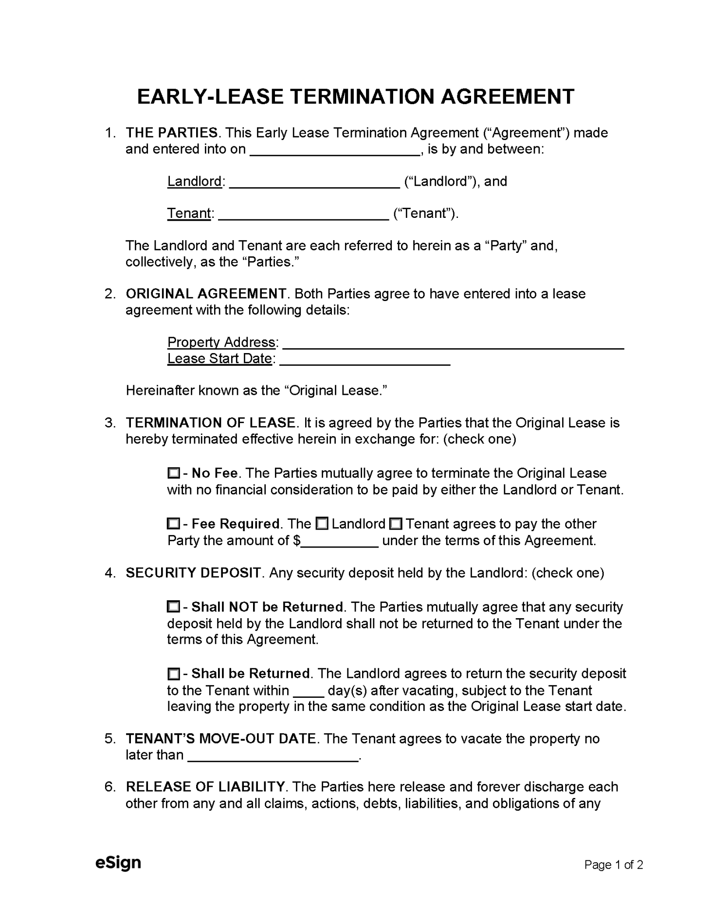 Free Early-Lease Termination Agreement Template PDF Free Early-Lease Termination Agreement Template PDF