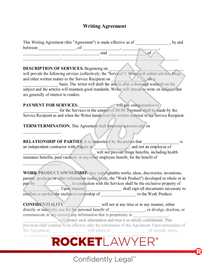 Free Freelance Writer Contract Template - Rocket Lawyer Free Freelance Writer Contract Template - Rocket Lawyer