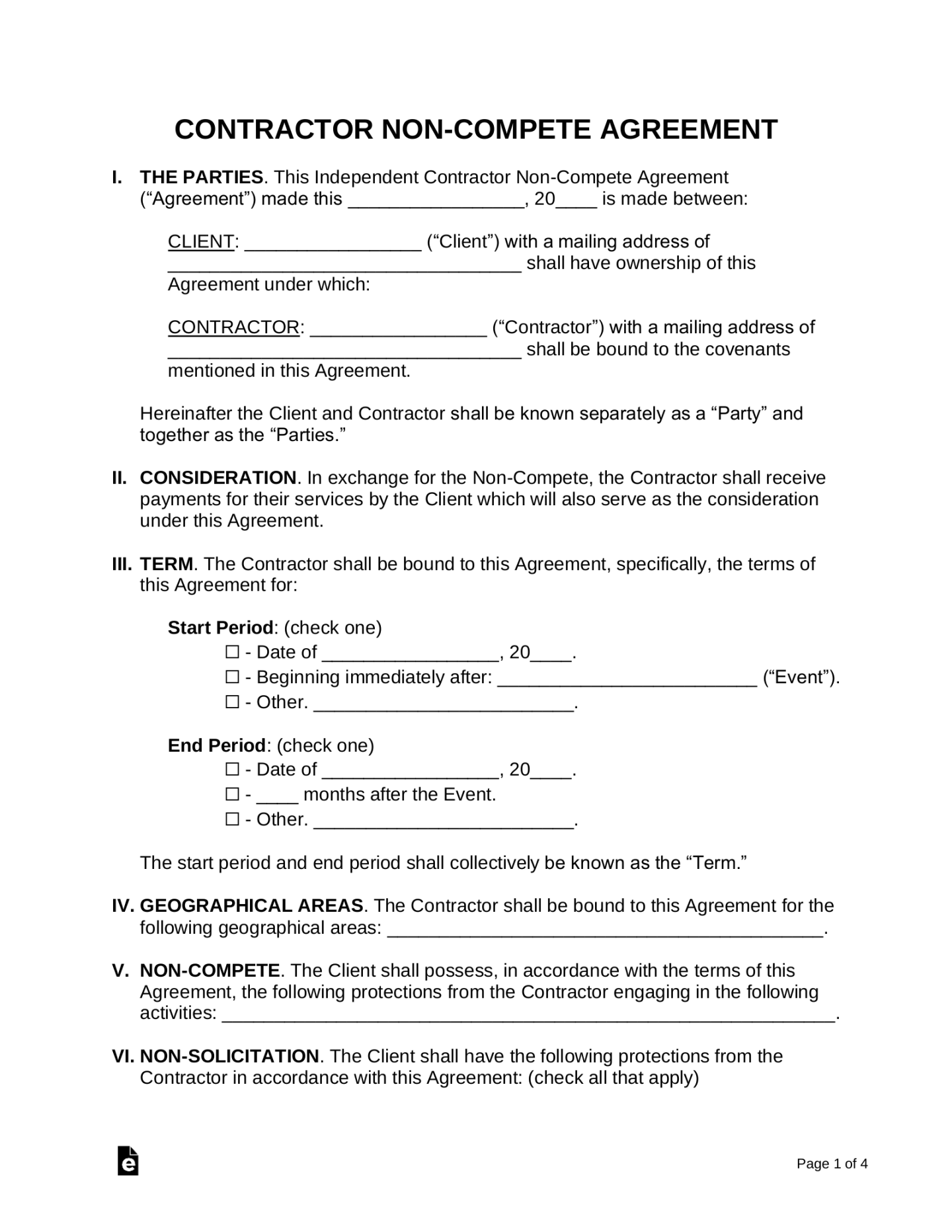 Free Independent Contractor Non-Compete Agreement - PDF Word Free Independent Contractor Non-Compete Agreement - PDF Word