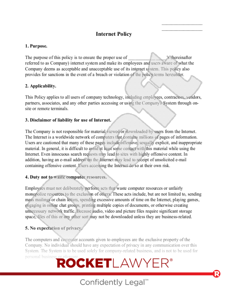 Free Internet Policy Template & FAQs - Rocket Lawyer Free Internet Policy Template & FAQs - Rocket Lawyer