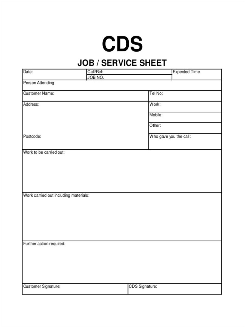 Free + Job Sheet Examples & Samples In Google Docs inside Free + Job Sheet Examples & Samples In Google Docs inside