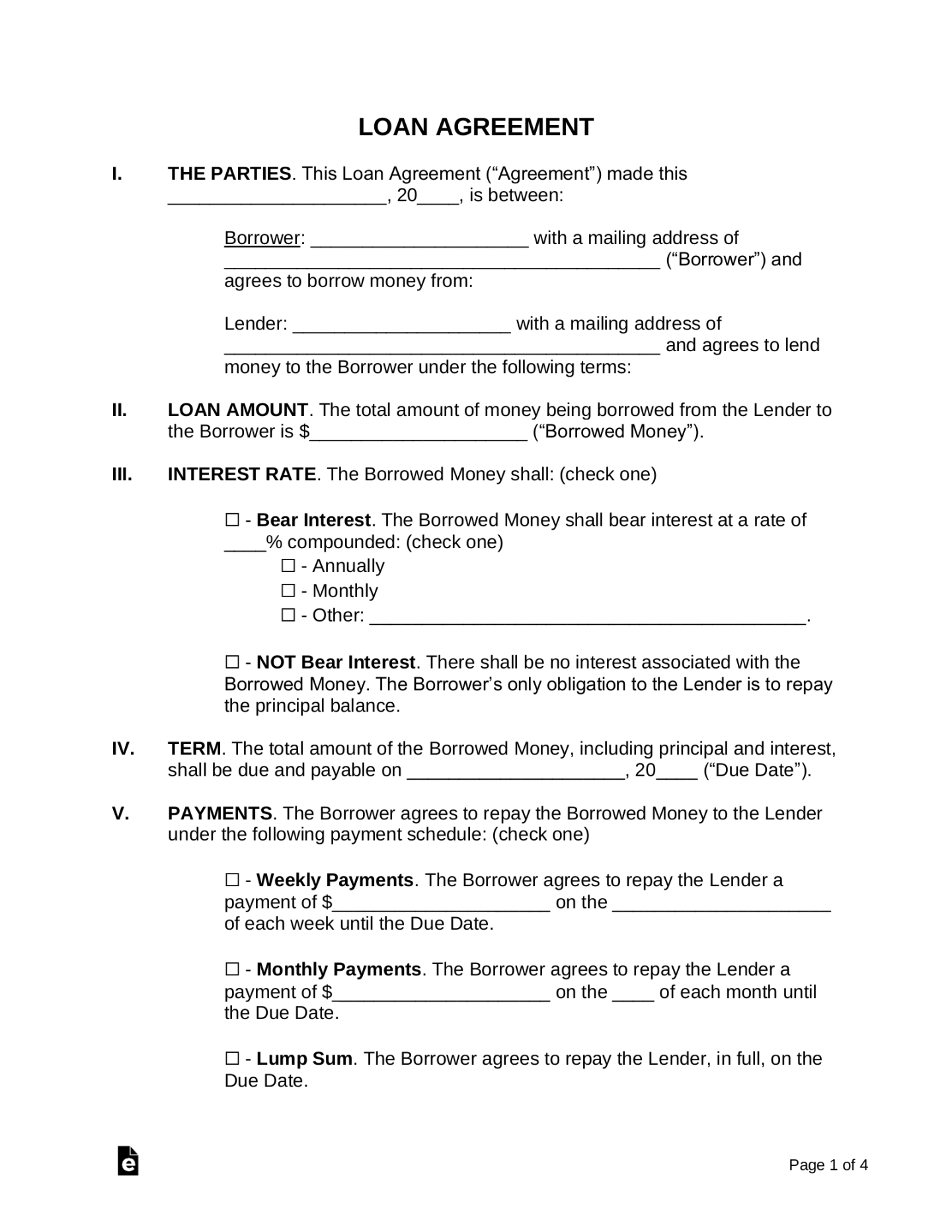Free Loan Agreement Templates () - PDF Word – eForms Free Loan Agreement Templates () - PDF Word – eForms