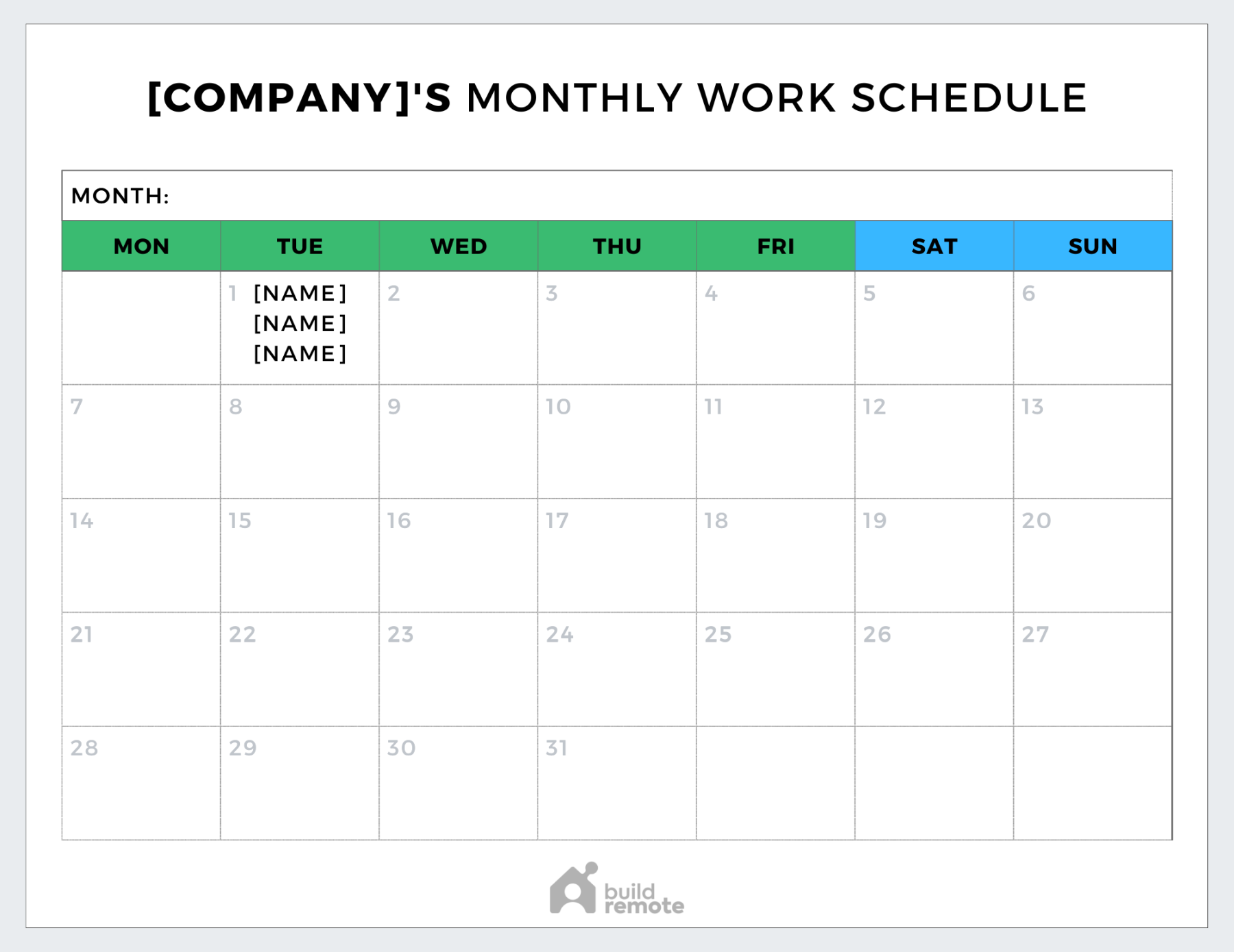 Free Monthly Work Schedule Templates Buildremote Free Monthly Work Schedule Templates Buildremote