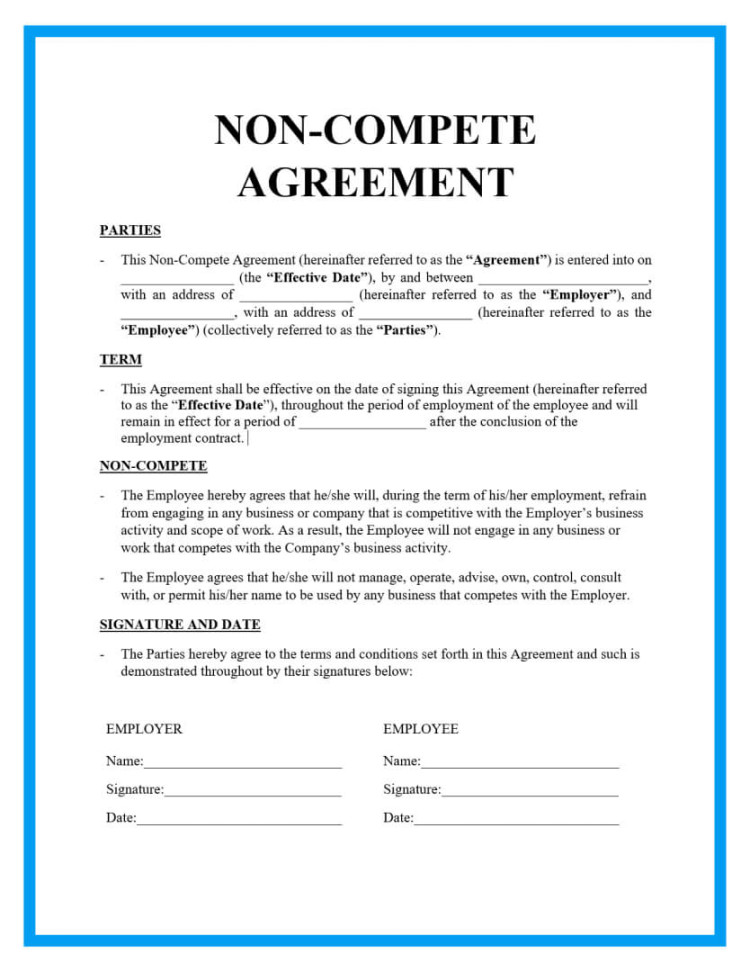 Free Non-Compete Agreement Template Free Non-Compete Agreement Template