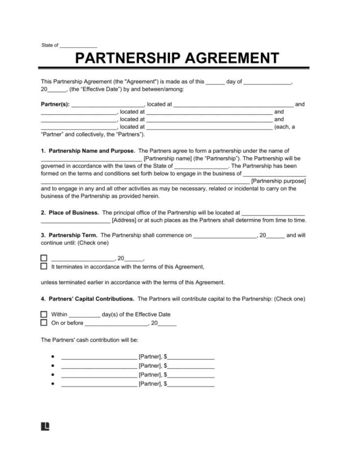 Free Partnership Agreement Template () PDF & Word Free Partnership Agreement Template () PDF & Word