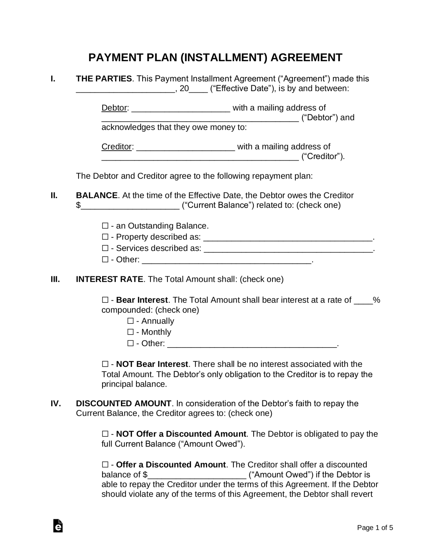 Free Payment Plan Agreement Template - PDF Word – eForms Free Payment Plan Agreement Template - PDF Word – eForms