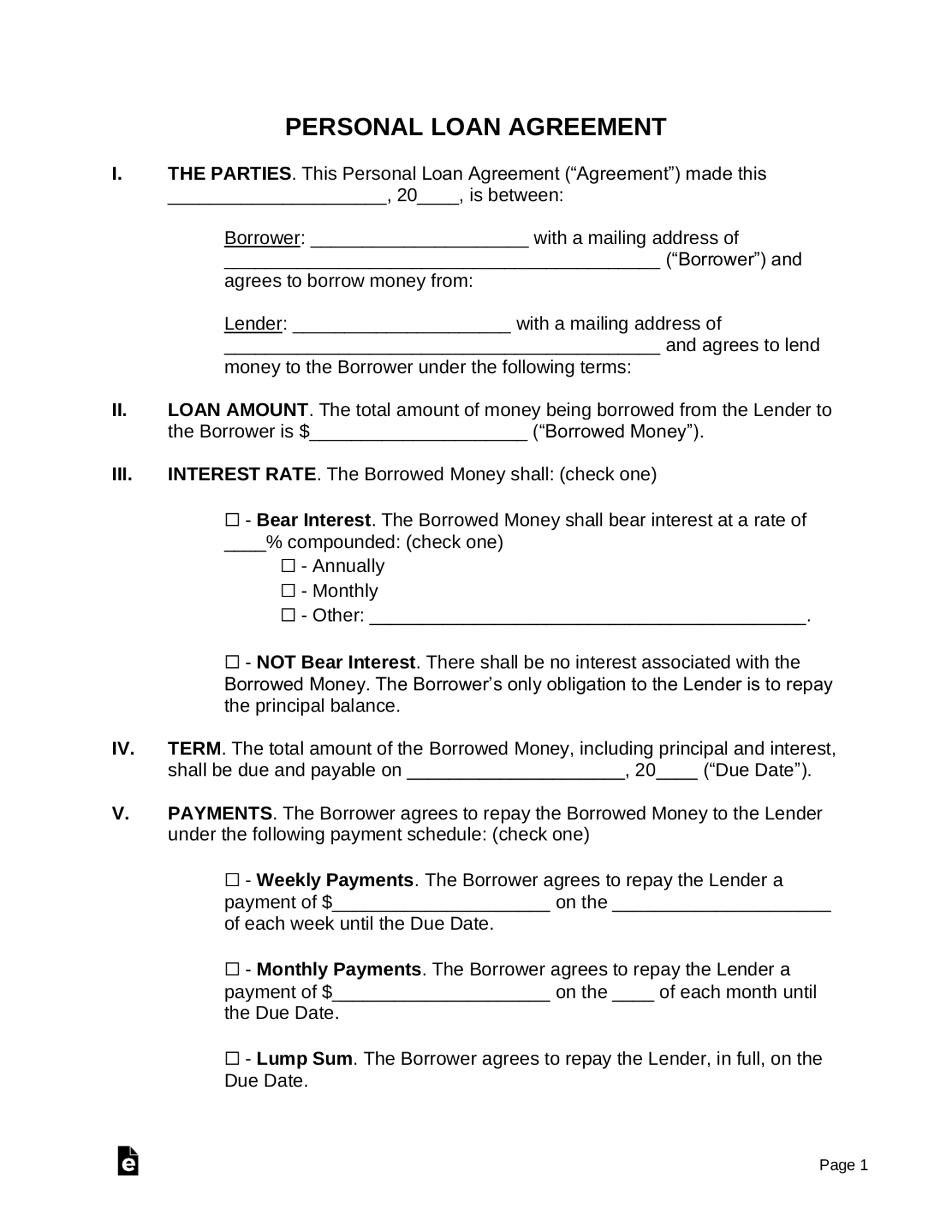 Free Personal Loan Agreement Template Sample - PDF Word – eForms Free Personal Loan Agreement Template Sample - PDF Word – eForms