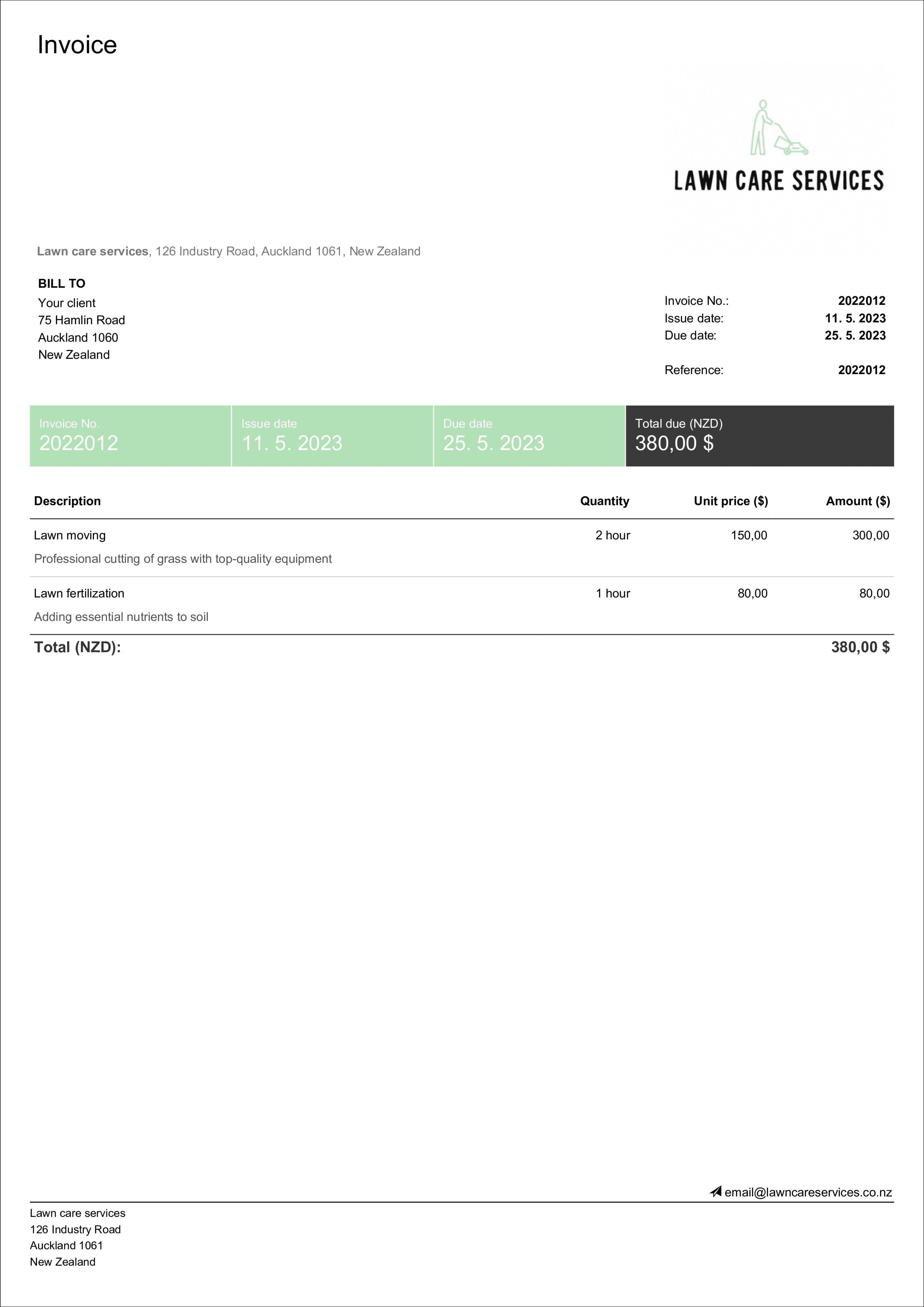 Free Professional Lawn Care Invoice Templates Billdu Free Professional Lawn Care Invoice Templates Billdu