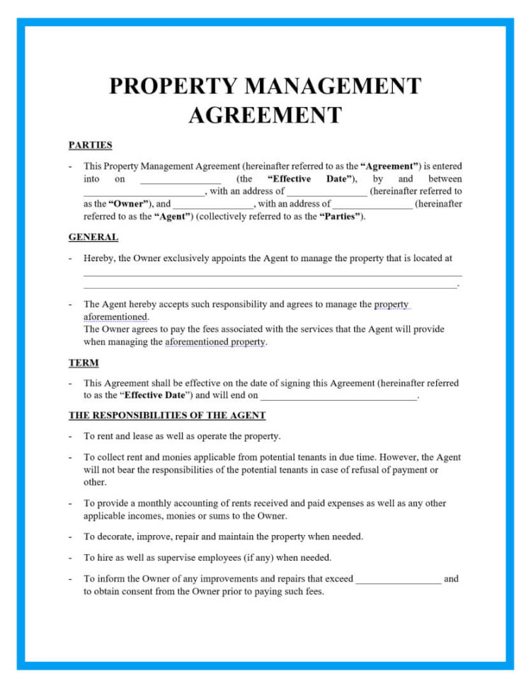 Free Property Management Agreement Form and Template Free Property Management Agreement Form and Template