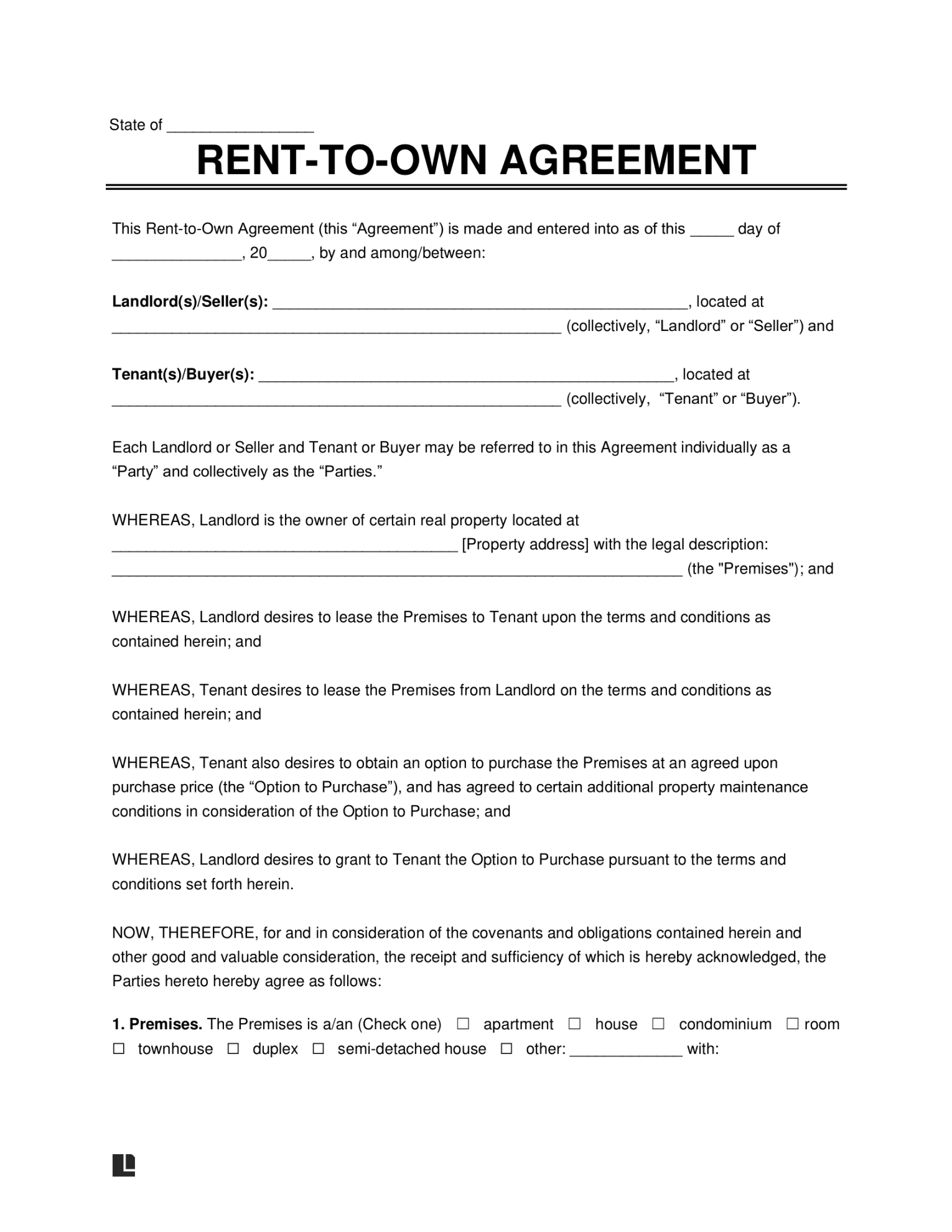 Free Rent-to-Own Lease Agreement Template PDF & Word Free Rent-to-Own Lease Agreement Template PDF & Word