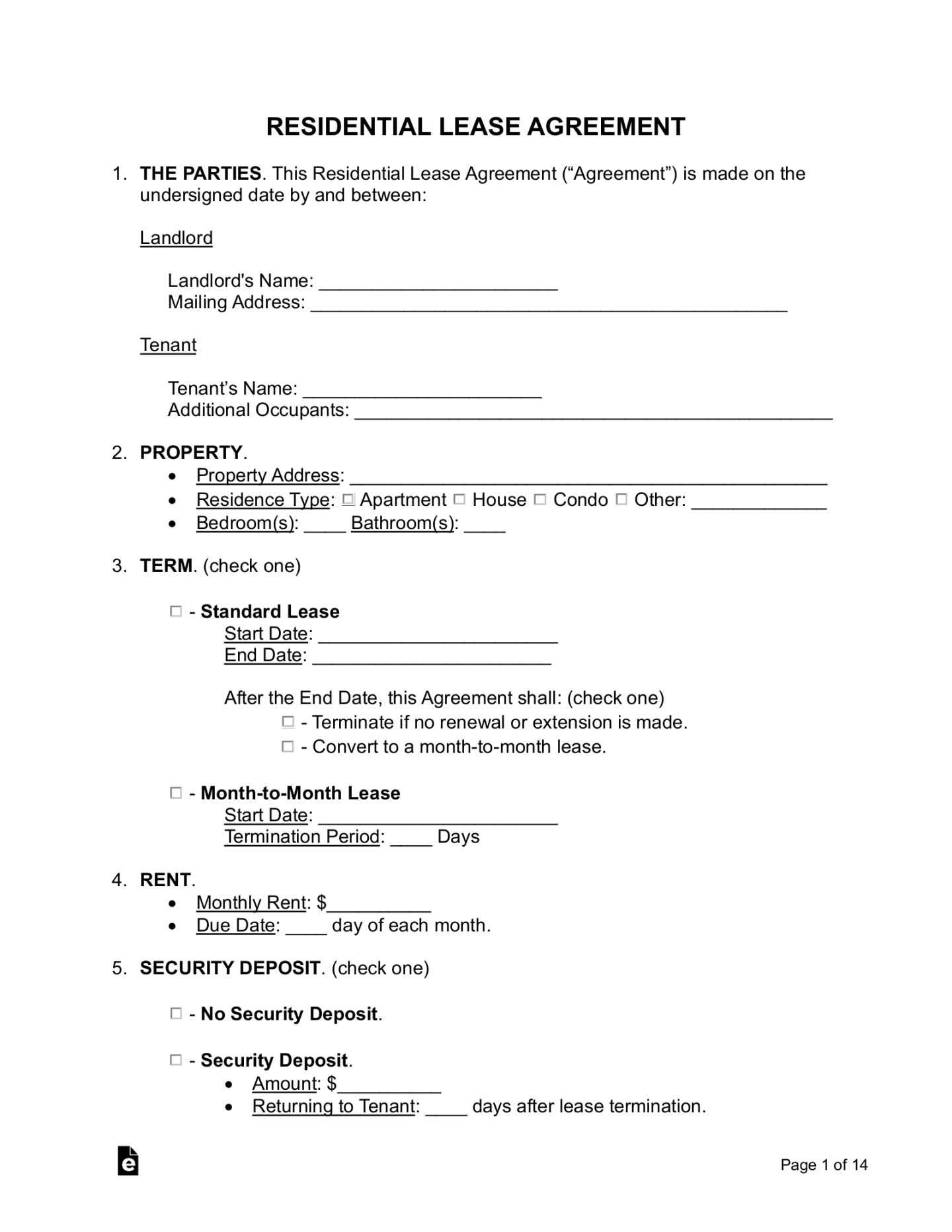 Free Rental / Lease Agreement Templates () - PDF Word – eForms Free Rental / Lease Agreement Templates () - PDF Word – eForms