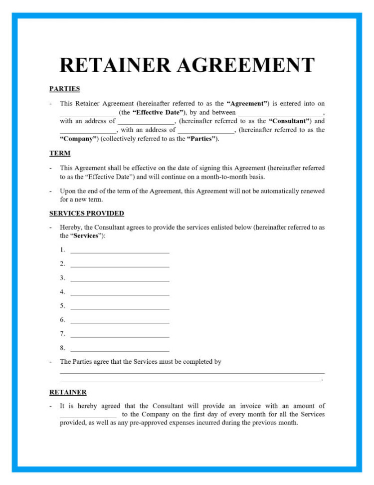Free Retainer Agreement Template Free Retainer Agreement Template