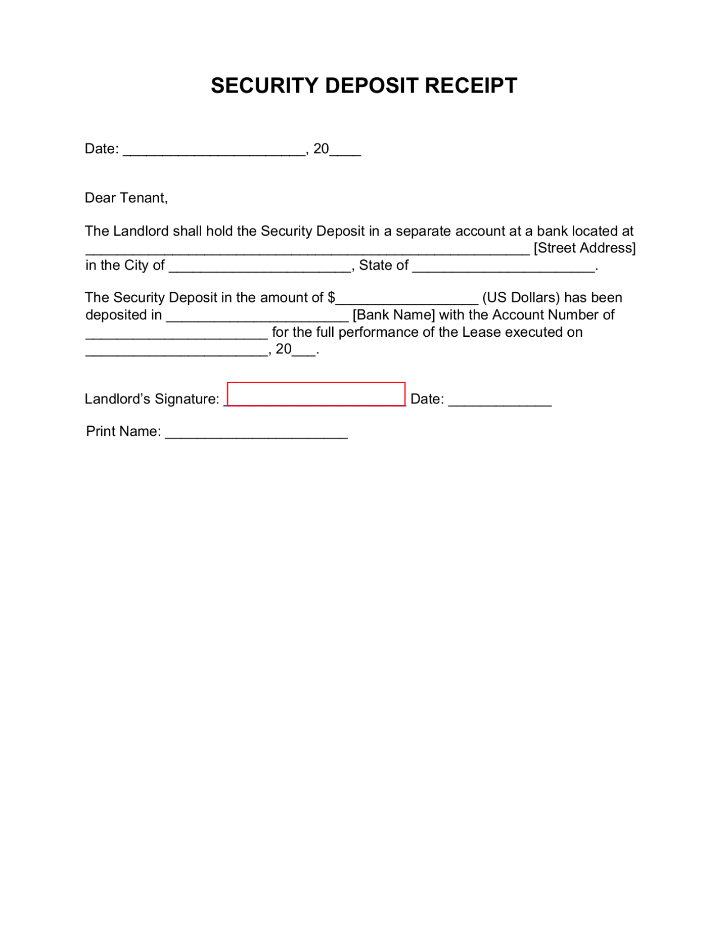 Free Security Deposit Receipt Template - PDF Word – eForms Free Security Deposit Receipt Template - PDF Word – eForms
