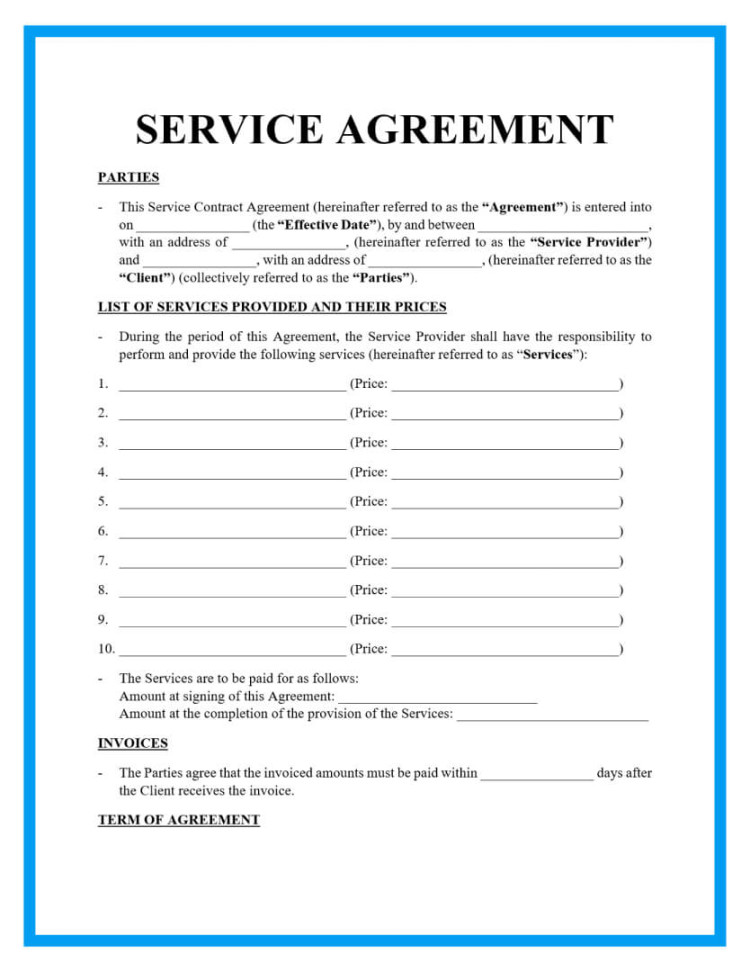 Free Service Contract Template Free Service Contract Template