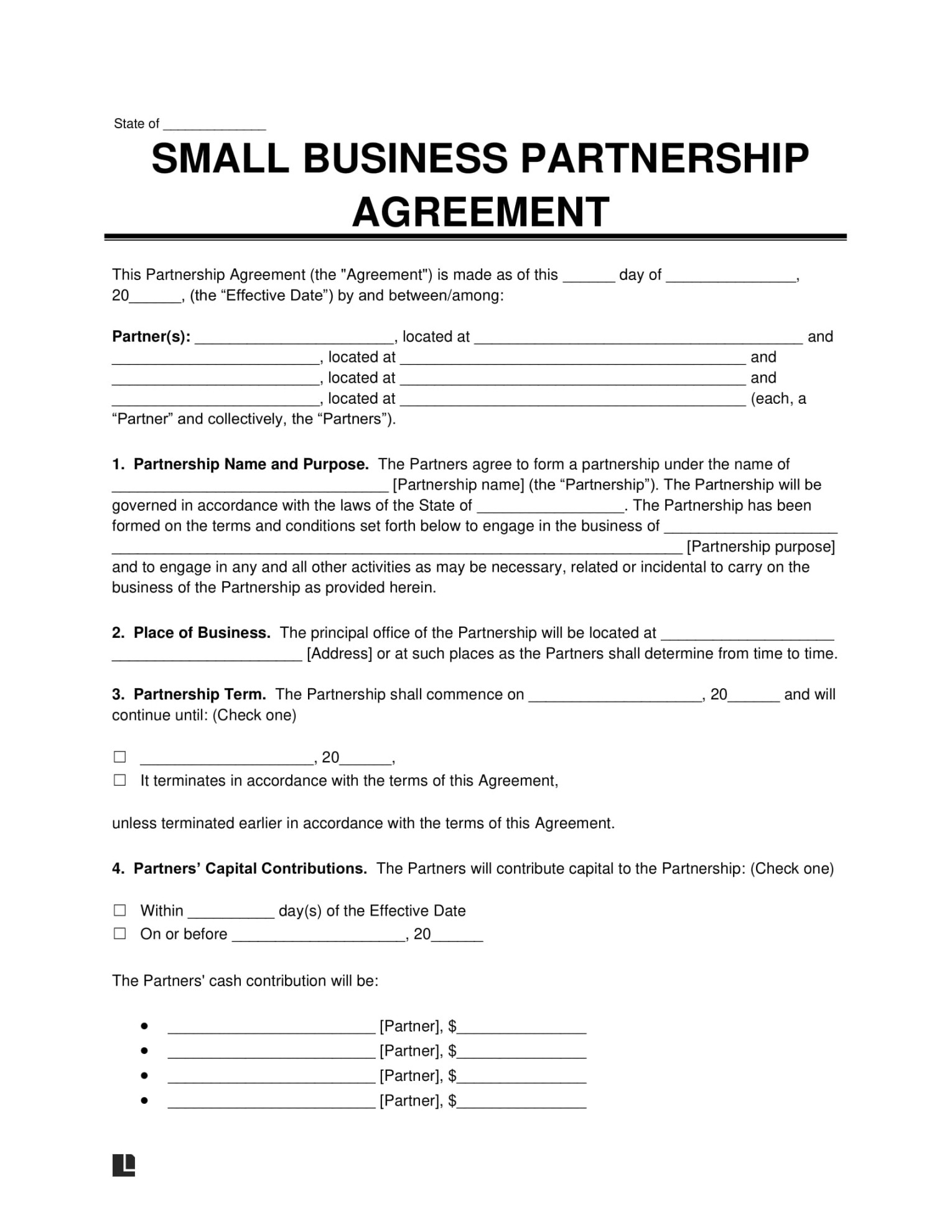 Free Small Business Partnership Agreement Template PDF & Word Free Small Business Partnership Agreement Template PDF & Word