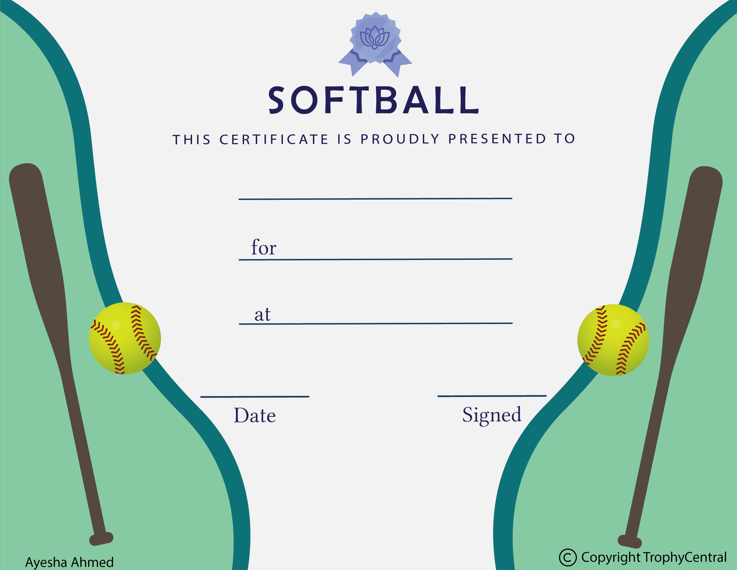 Free Softball Certificate Template TrophyCentral Free Softball Certificate Template TrophyCentral