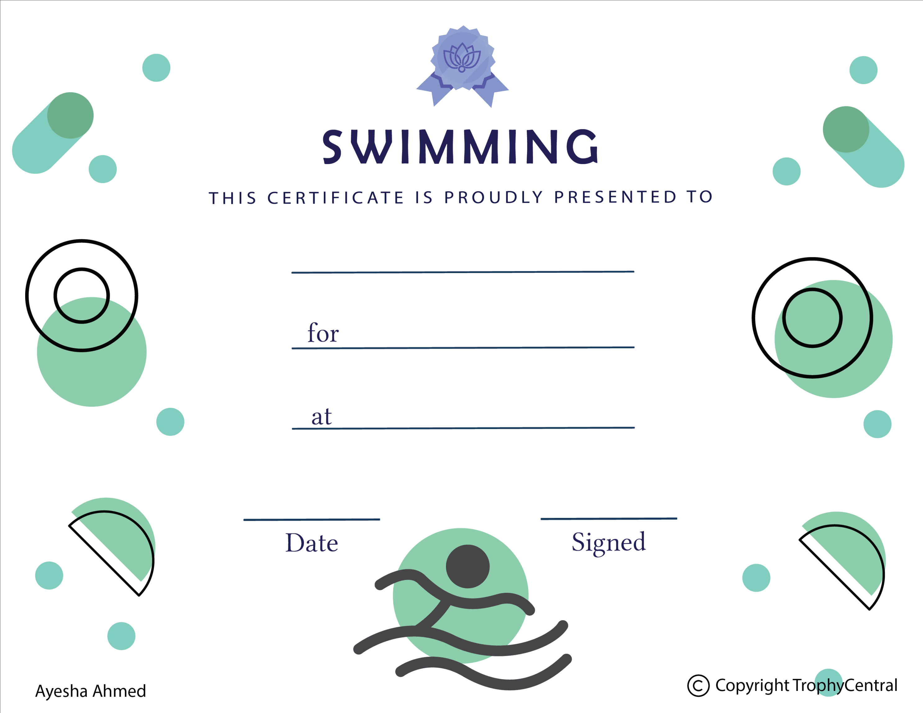 Free Swimming Certificate Template TrophyCentral Free Swimming Certificate Template TrophyCentral