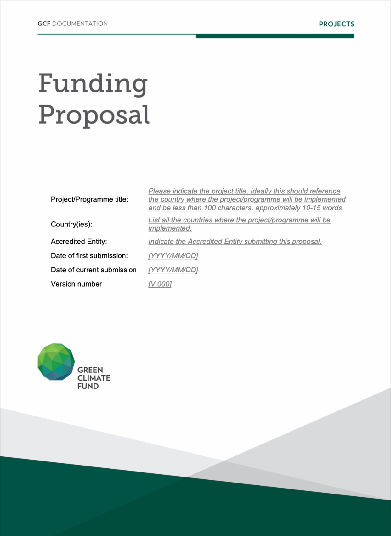 Funding Proposal template Green Climate Fund Funding Proposal template Green Climate Fund