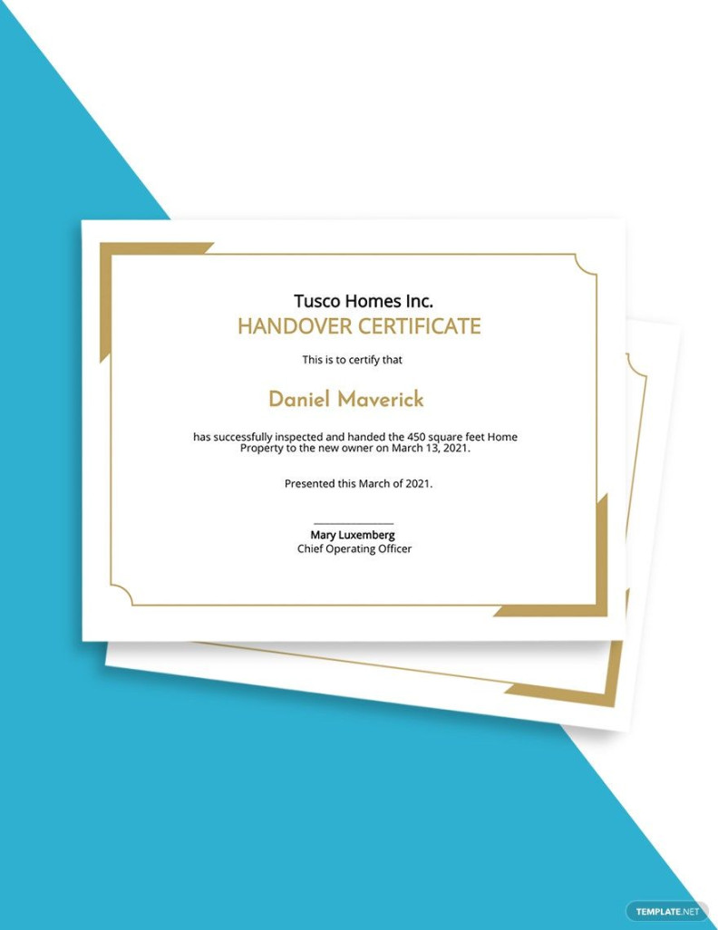 Handover Certificate Template in Illustrator, PSD, PDF, Word Handover Certificate Template in Illustrator, PSD, PDF, Word