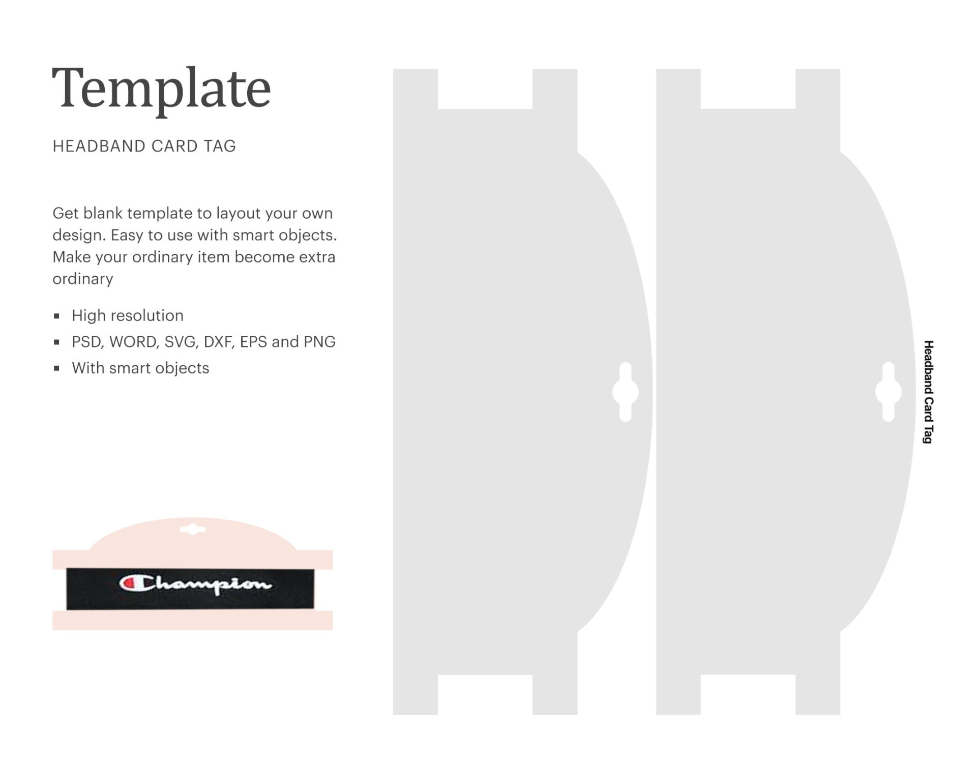 Headband Card Tag Template, Headband Holder Display Blank Template Headband Card Tag Template, Headband Holder Display Blank Template
