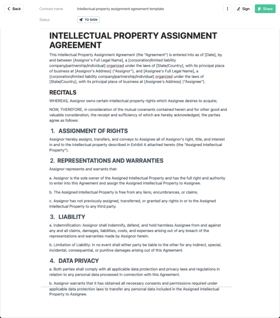 Intellectual property assignment agreement template - free to use Intellectual property assignment agreement template - free to use