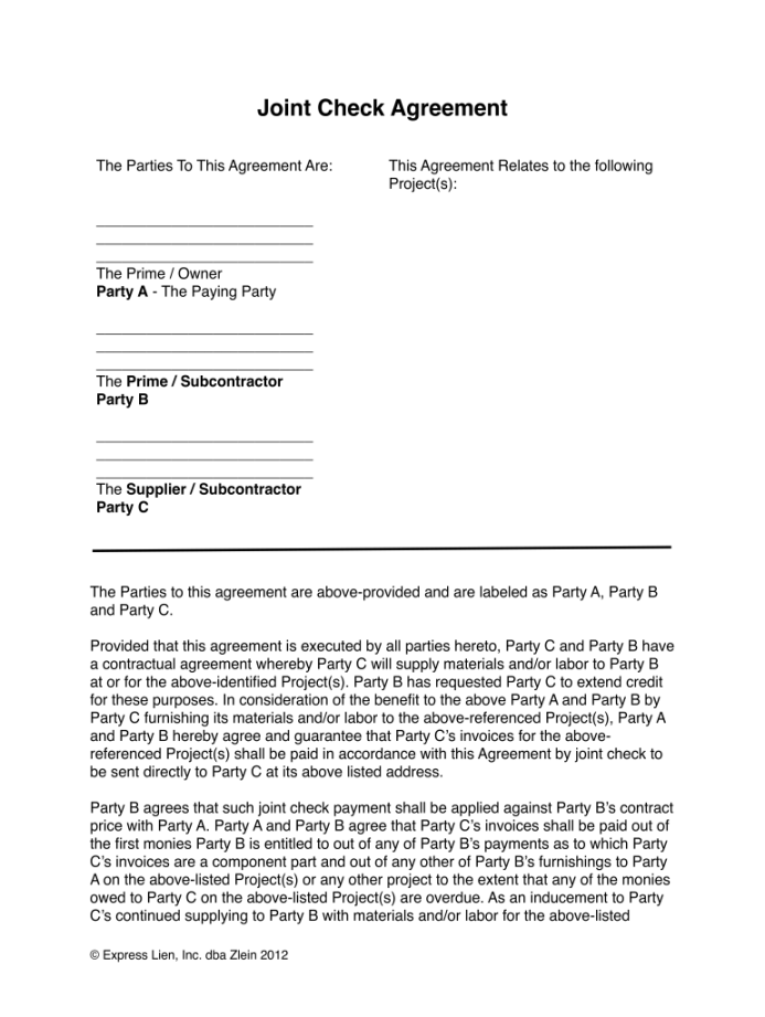 Joint Check Agreement Template - Fill Online, Printable, Fillable Joint Check Agreement Template - Fill Online, Printable, Fillable