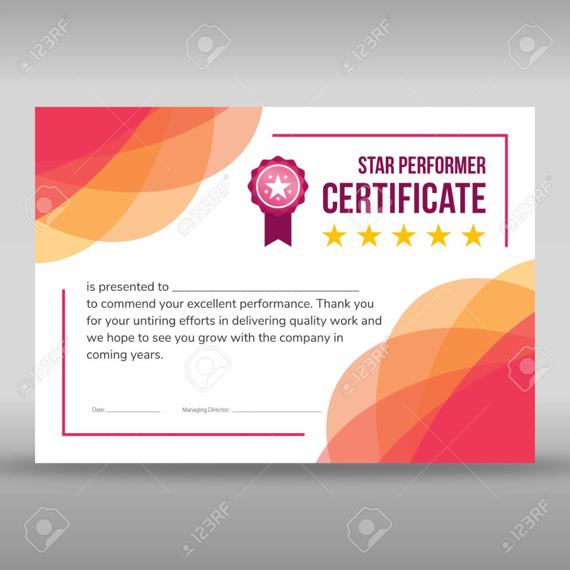 Kreative Gerahmte Print Ready Star Performer Zertifikat Mit