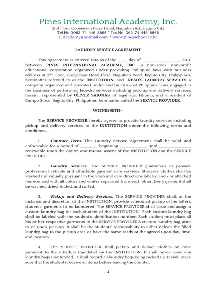 Laundry Service Agreement REAO Laundry Services PDF Injunction Laundry Service Agreement REAO Laundry Services PDF Injunction