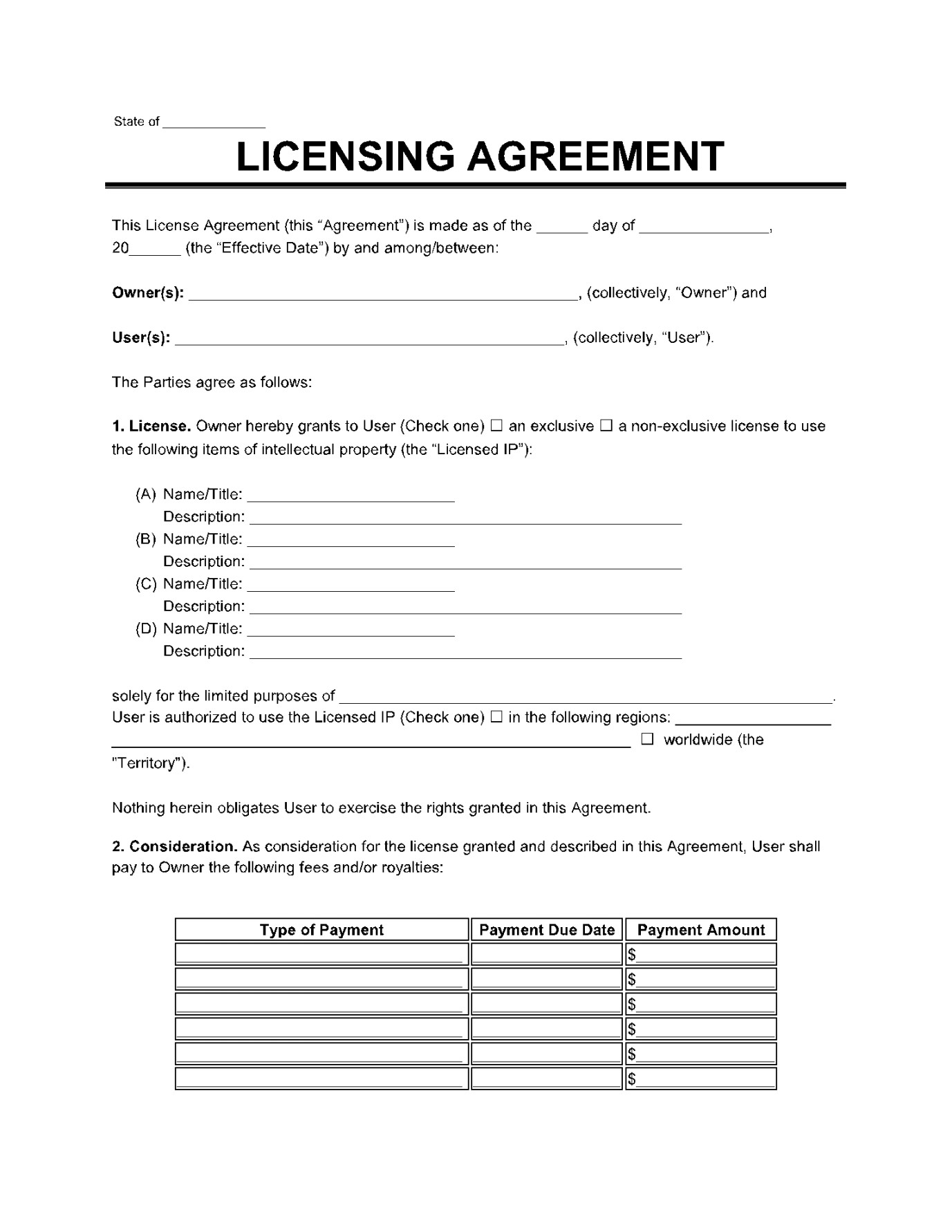 License Agreement Template in (Free Sample) License Agreement Template in (Free Sample)