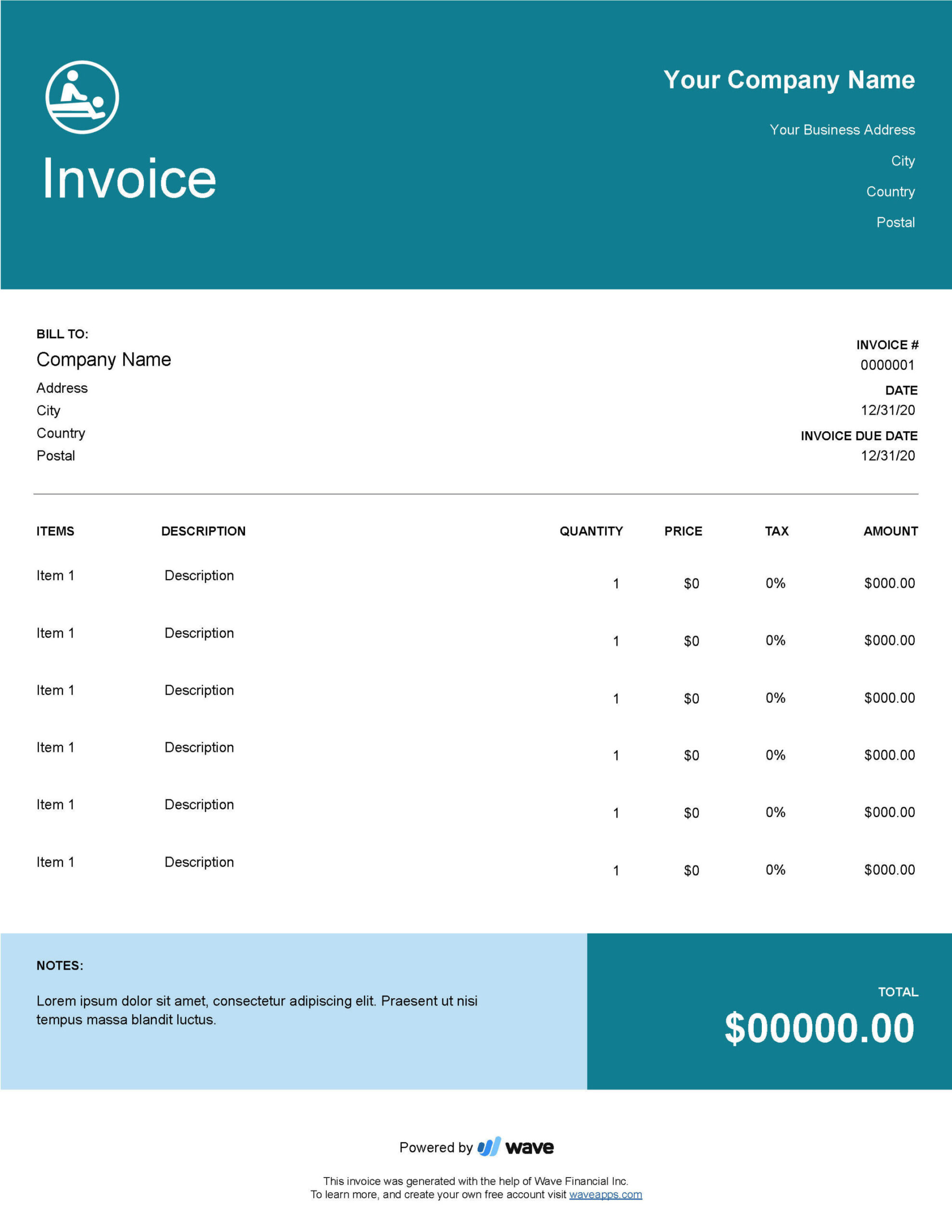 Massage Therapy Invoice Template - Free Download