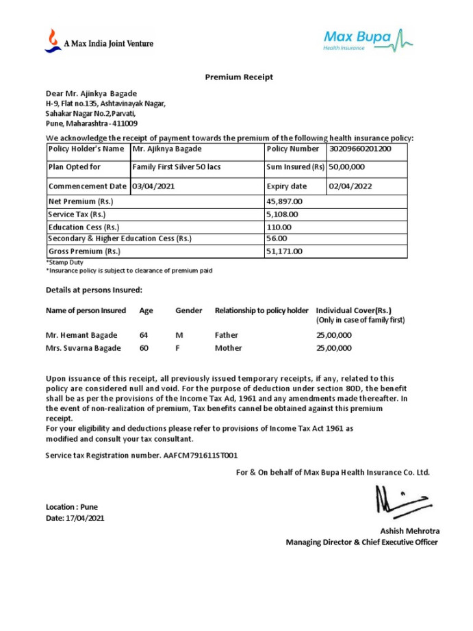 Medical Insurance Premium Receipt-Family PDF Insurance Taxes Medical Insurance Premium Receipt-Family PDF Insurance Taxes