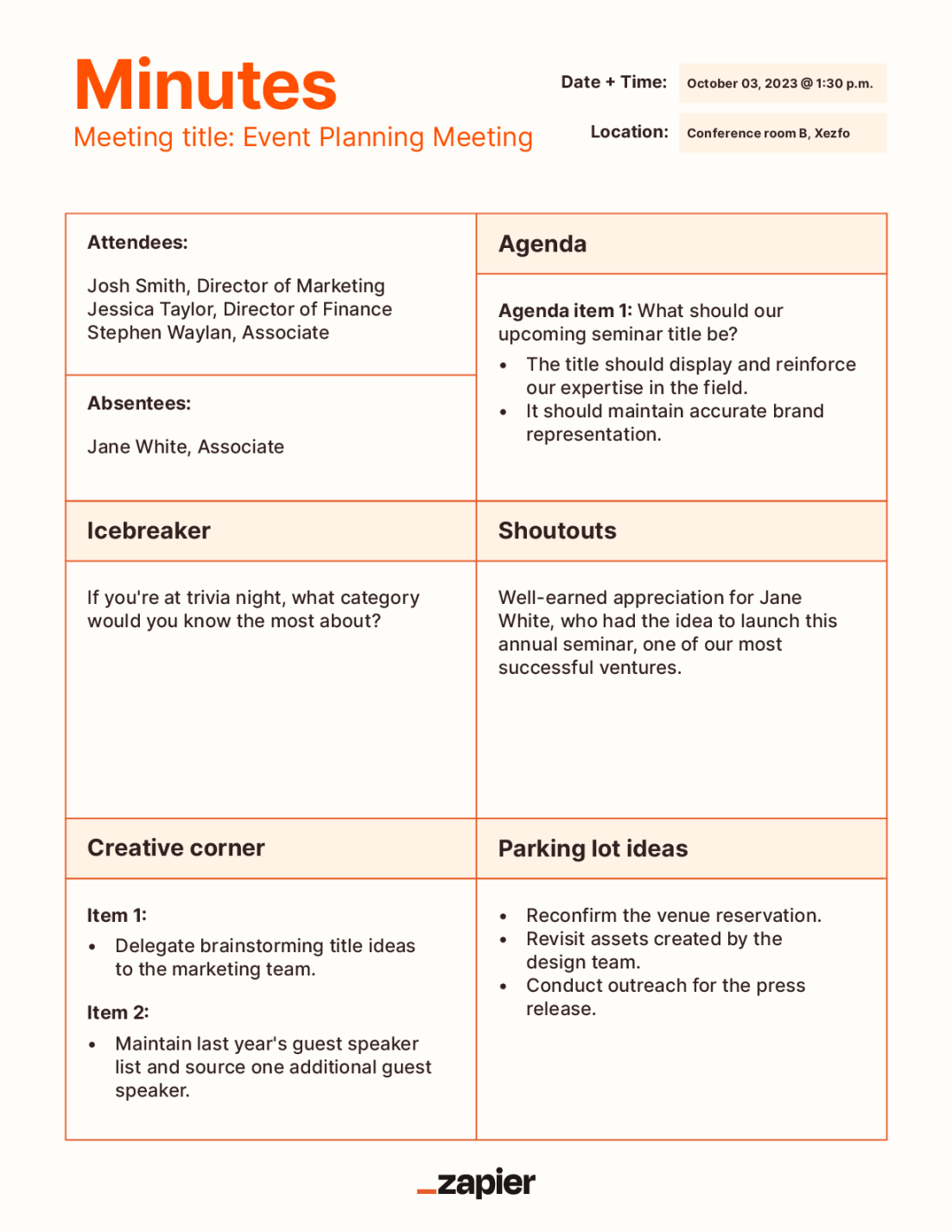 meeting minutes templates for more productive meetings Zapier meeting minutes templates for more productive meetings Zapier