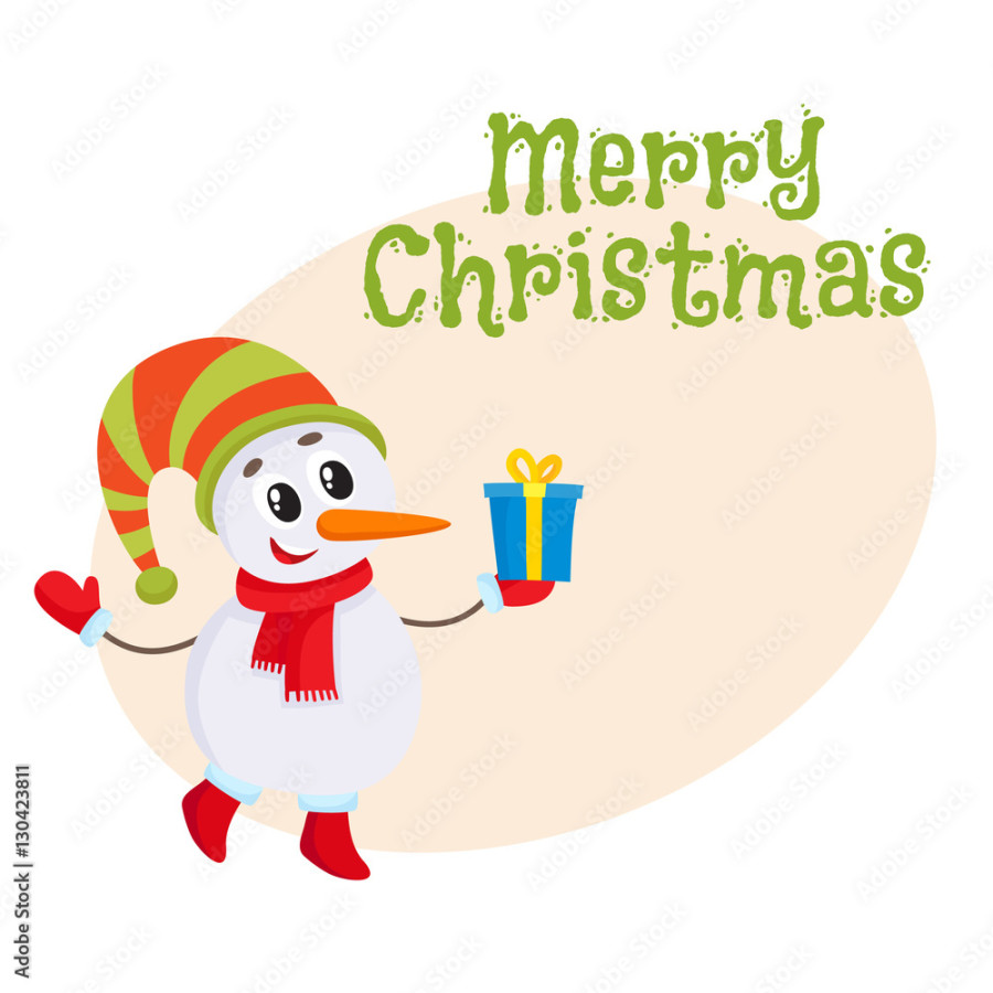 Merry Christmas greeting card template with Cute and funny little Merry Christmas greeting card template with Cute and funny little
