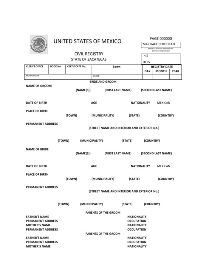 Mexico Marriage Certificate PDF Marriage Wedding Mexico Marriage Certificate PDF Marriage Wedding