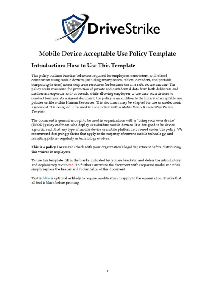 Mobile Device Acceptable Use Policy TEMPLATE PDF Computer Mobile Device Acceptable Use Policy TEMPLATE PDF Computer