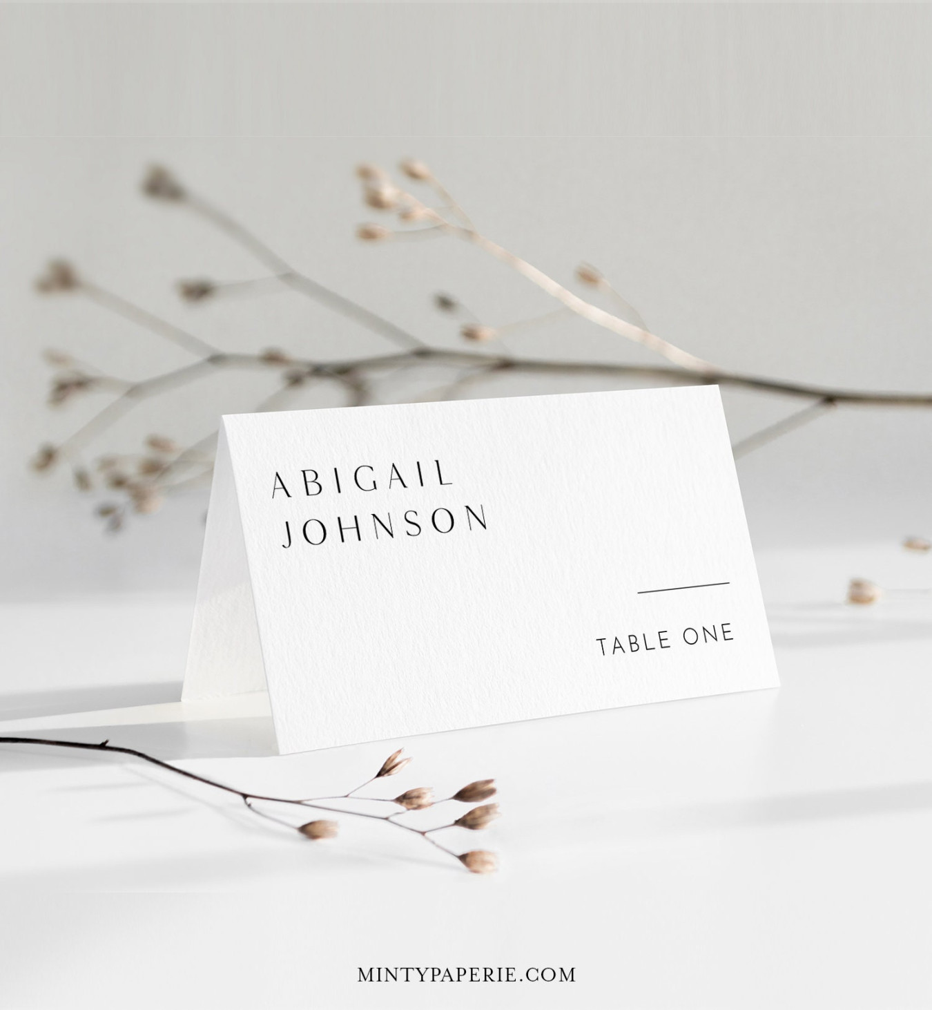 Modern Place Card Template, Printable Minimalist Simple Wedding Modern Place Card Template, Printable Minimalist Simple Wedding