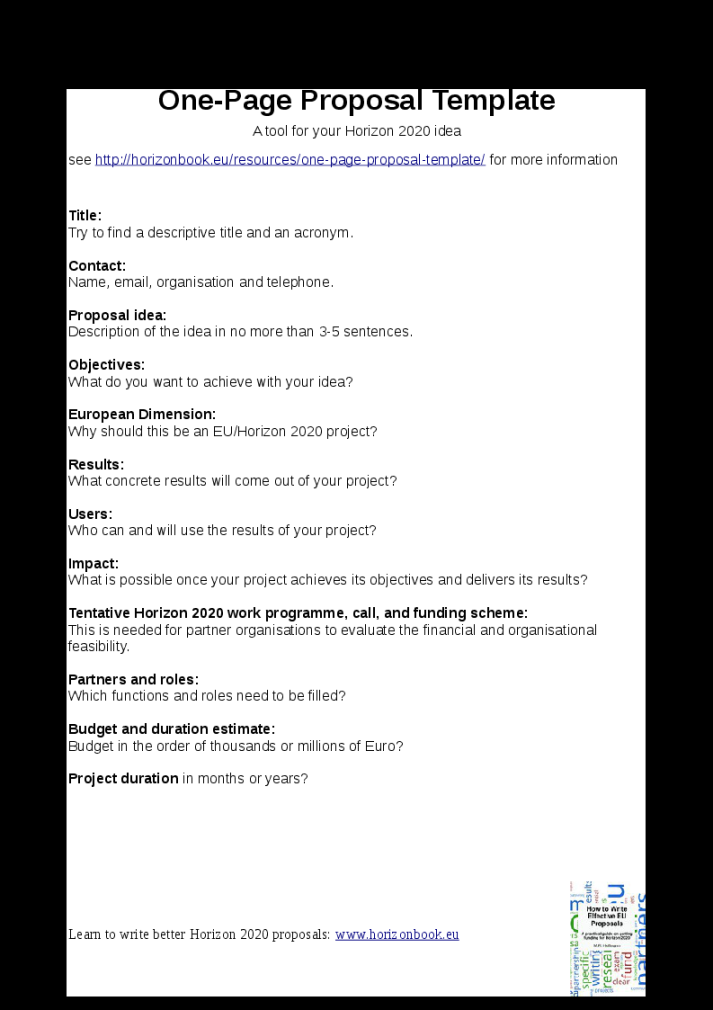 One-Page Proposal Template - Horizonbook One-Page Proposal Template - Horizonbook