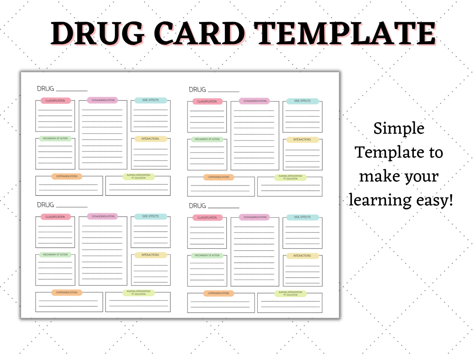 Pharmacology Drug Card Template Nurse Student Study Guide Nursing Pharmacology Drug Card Template Nurse Student Study Guide Nursing