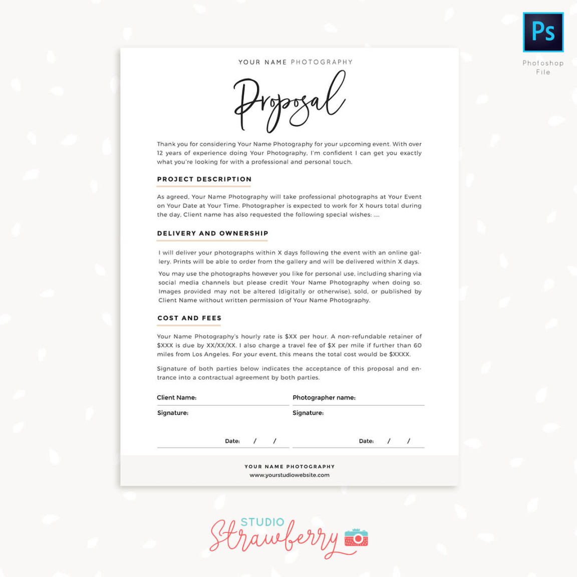 Photographer proposal template – Strawberry Kit