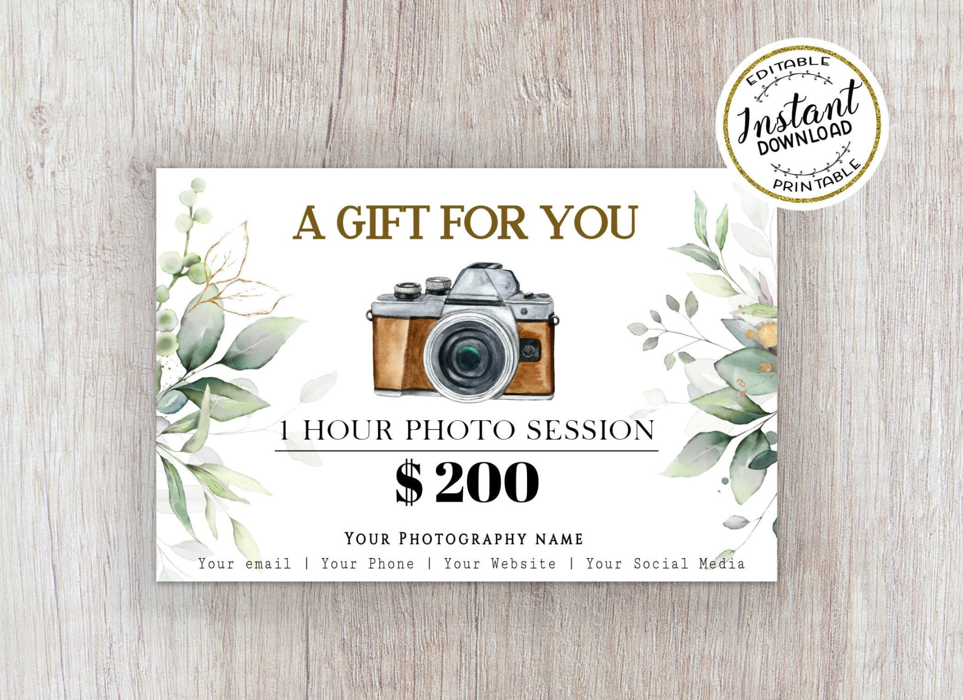 Photography Gift Certificate Template Editable Photography Gift Photography Gift Certificate Template Editable Photography Gift
