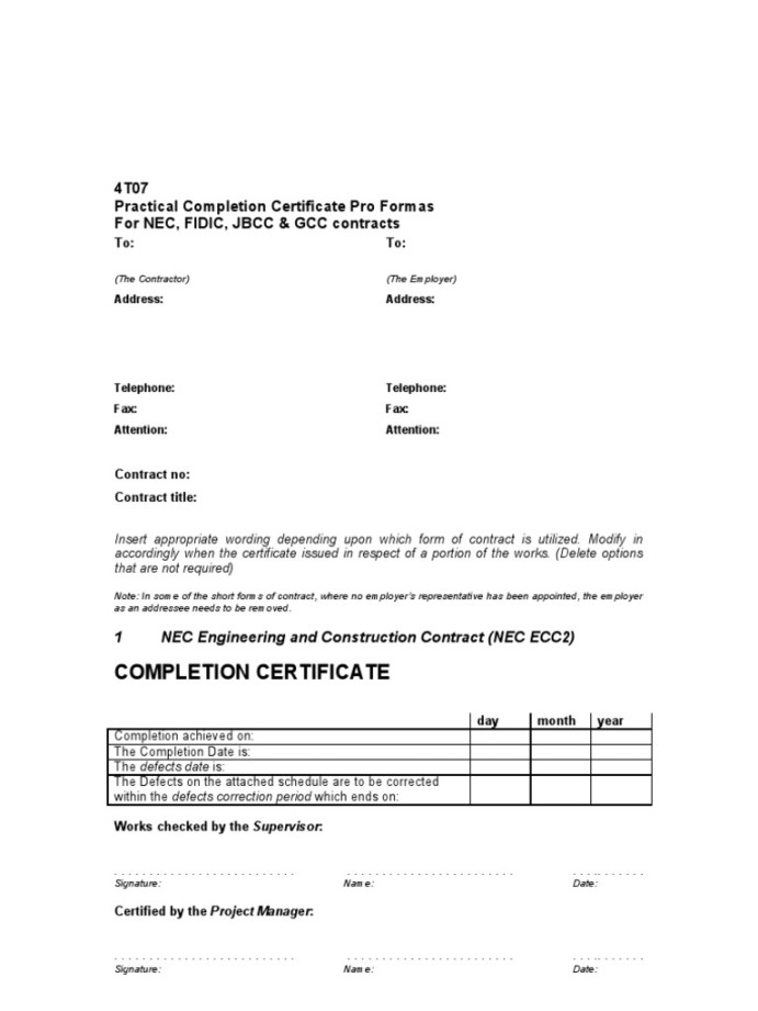Practical Completion Certificate Profromas v- PDF Practical Completion Certificate Profromas v- PDF