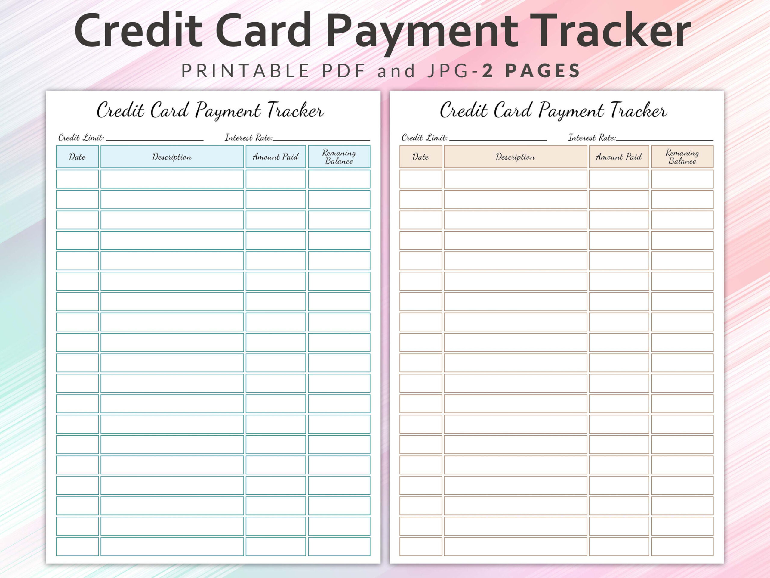 Printable Credit Card Payment Tracker, Credit Card Payment Plan - Etsy Printable Credit Card Payment Tracker, Credit Card Payment Plan - Etsy