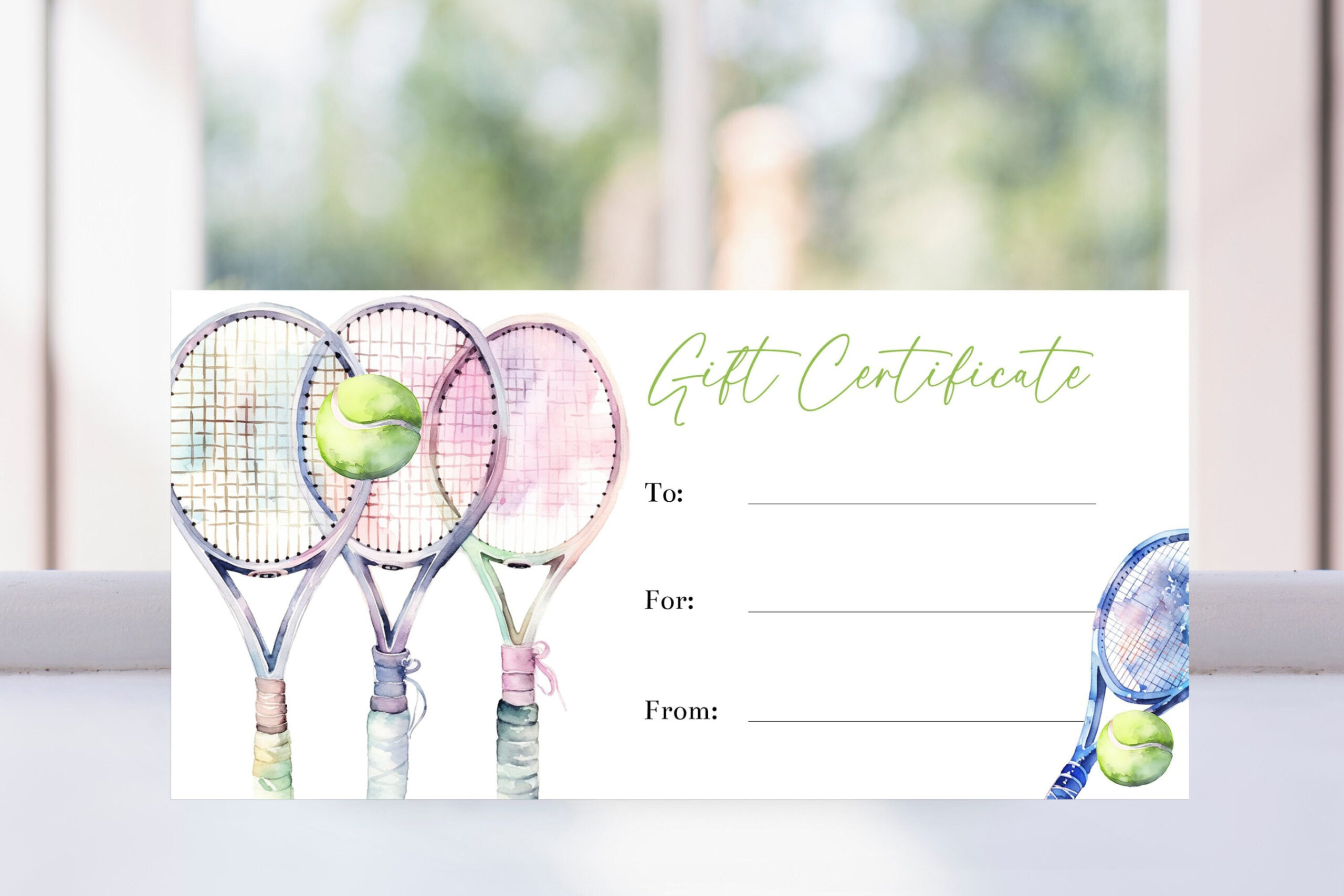 Printable Tennis Gift Certificate Template, Tennis Lessons Coupon Printable Tennis Gift Certificate Template, Tennis Lessons Coupon