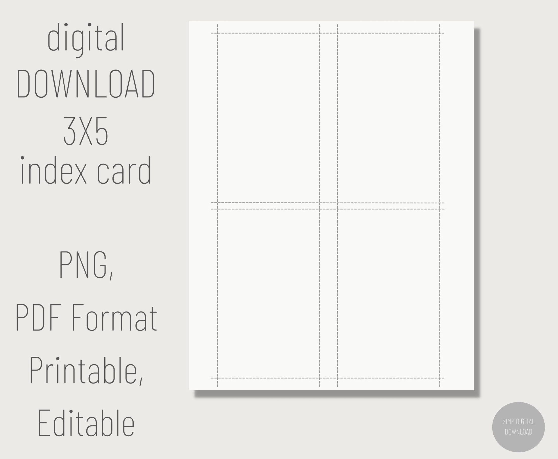 Printable x Index Card. Digital Index Card Printable x Index Card. Digital Index Card