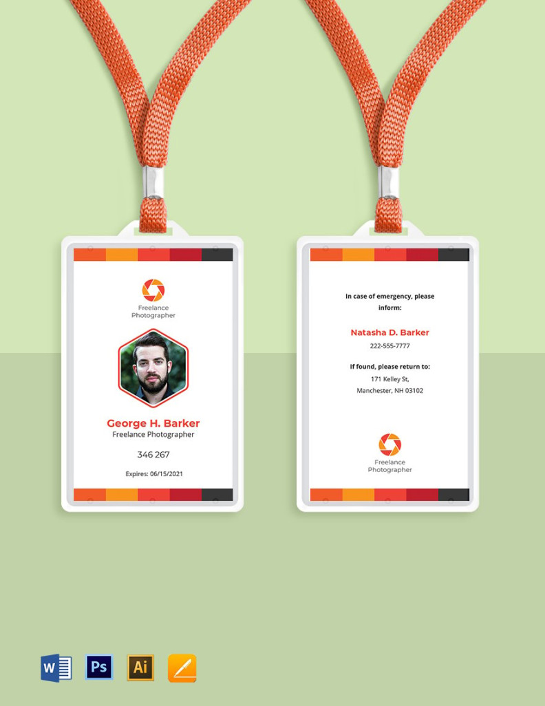Professional Freelance Photographer ID Card Template in Professional Freelance Photographer ID Card Template in