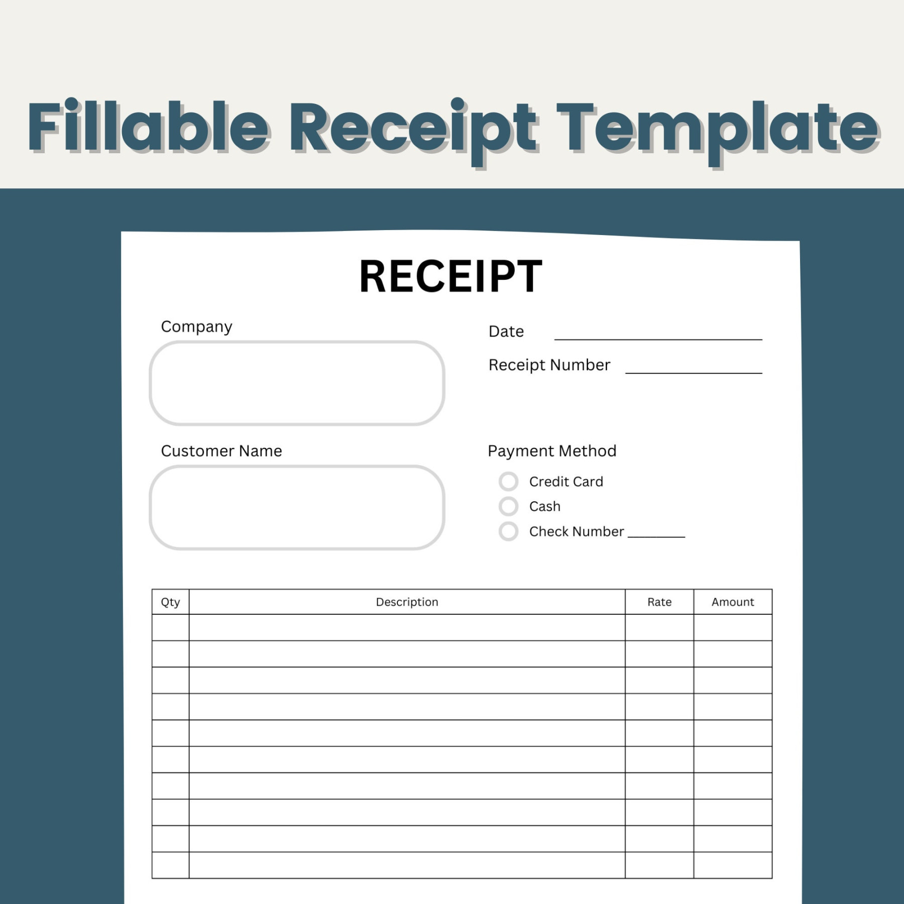 Receipt Template Fillable Receipt Printable Receipt Template Minimalist Receipt Receipt Template Fillable Receipt Printable Receipt Template Minimalist Receipt