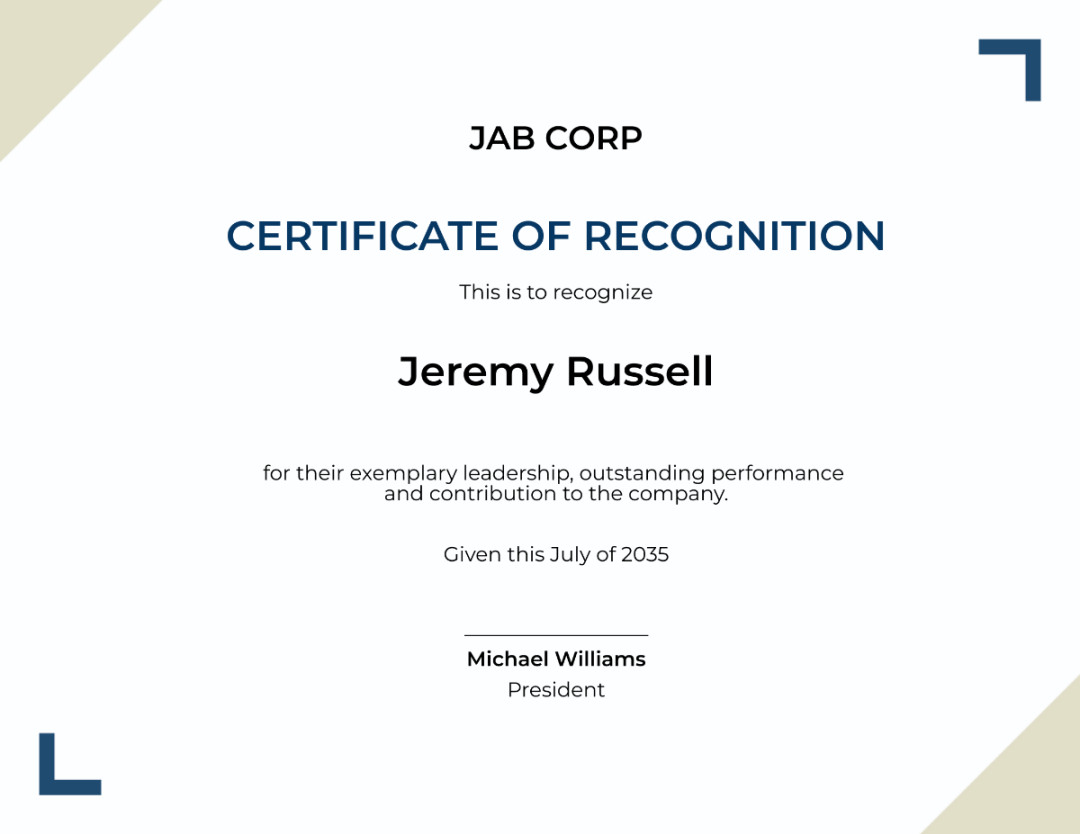 Recognition Leadership Award Certificate Template - Edit Online