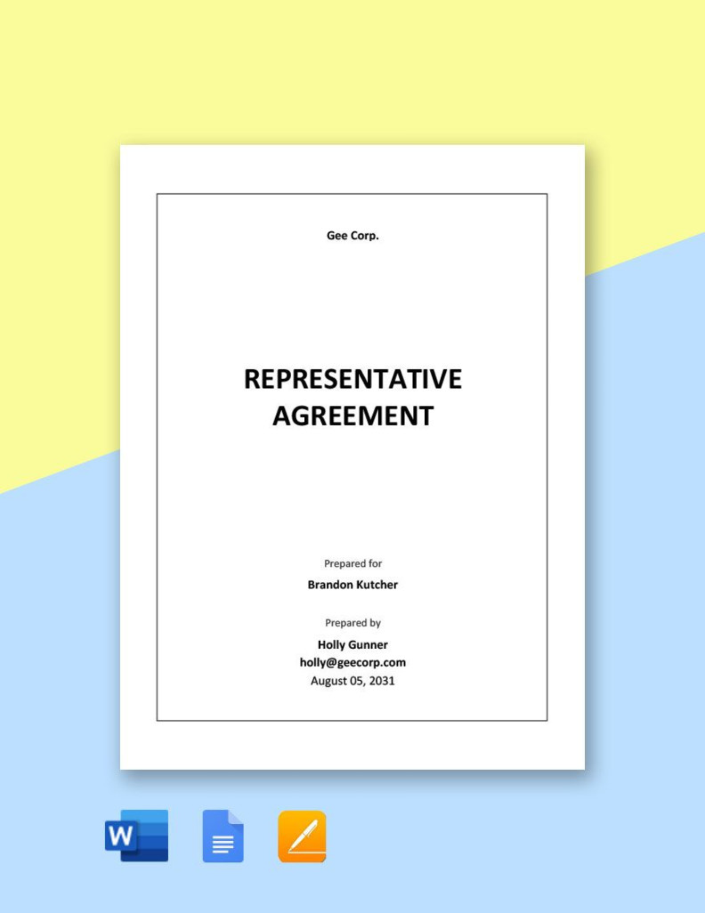 Representative Agreement Template in Google Docs, Word, Pages Representative Agreement Template in Google Docs, Word, Pages