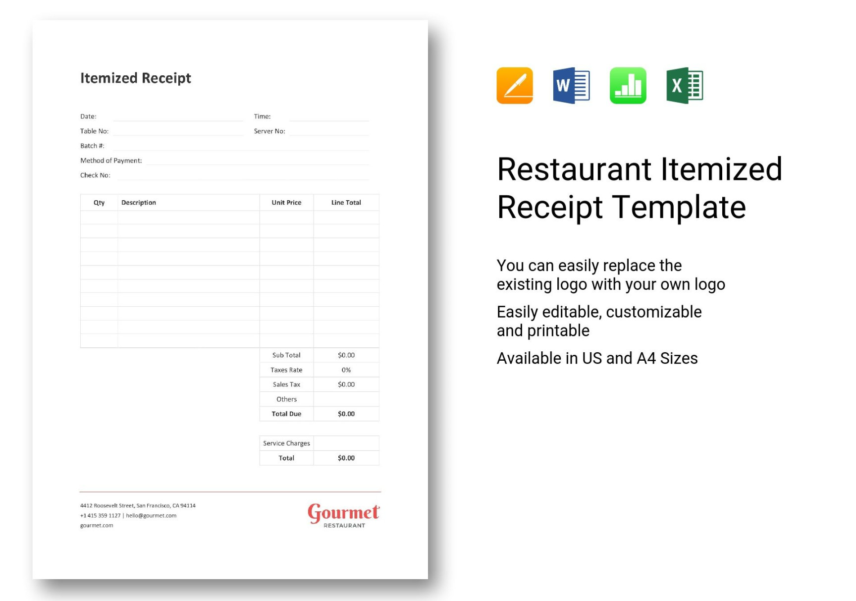 Restaurant Itemized Receipt Template - Best Templates